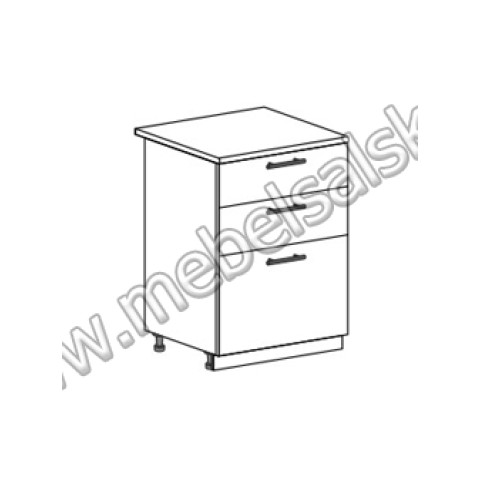 Шкаф нижний с 3 ящиками Лира ШН3Я 600