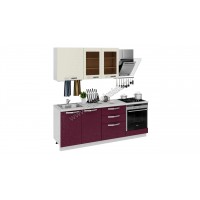 Готовый Набор для кухни длиной - 2100 мм (со шкафом НБ) ГН72_210_1 (НБ) СИНГА (Крем)/(Баклажан)